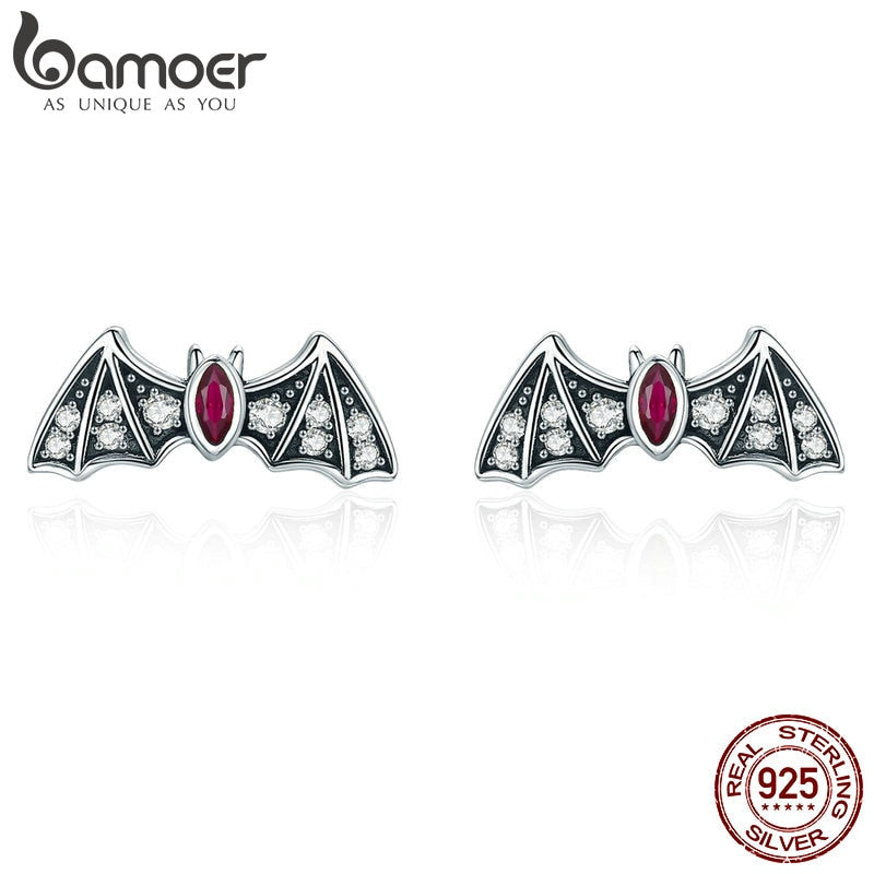 Mysterious Bat Dazzling CZ Stud Earrings - Design N